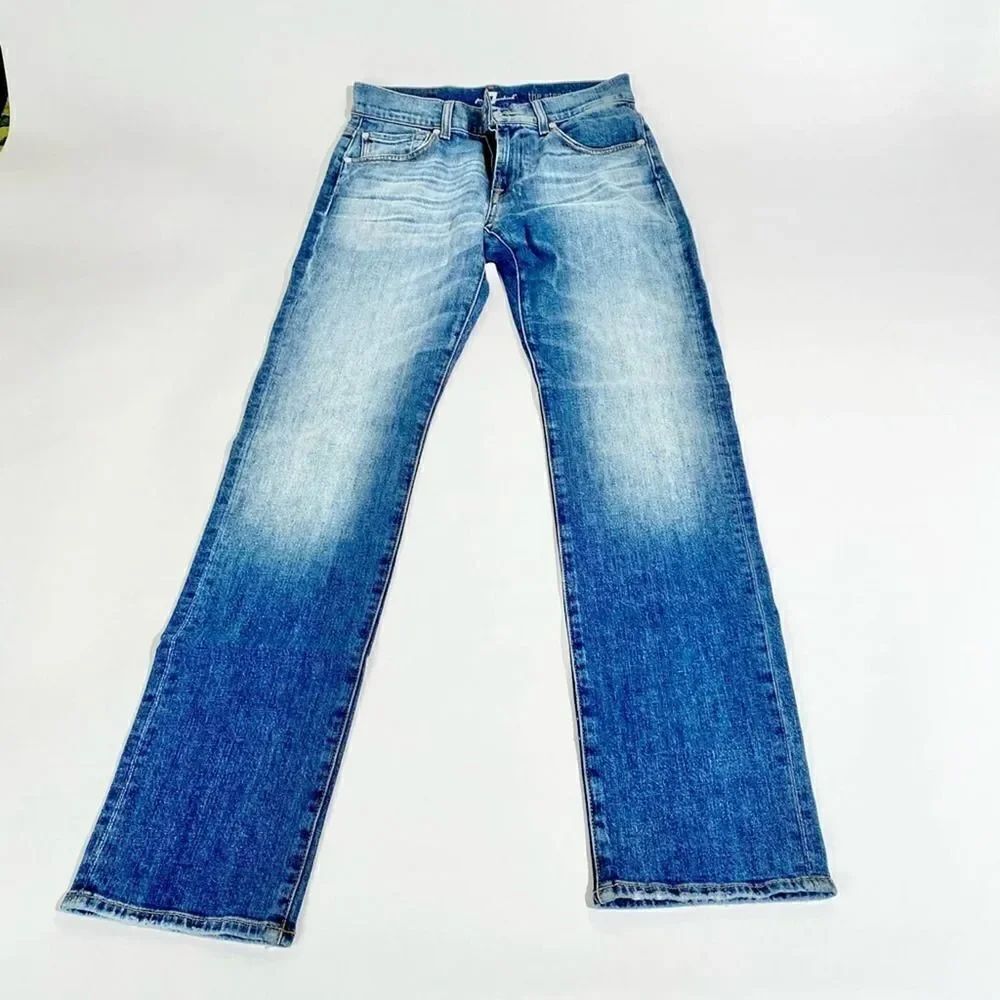 7 for All Mankind straight leg light wash jean